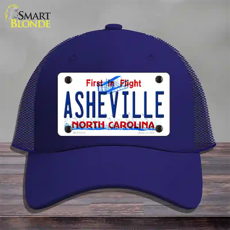 Asheville North Carolina Novelty License Plate Hat Mesh / Royal Blue