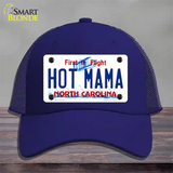 Hot Mama North Carolina Novelty License Plate Hat Mesh / Royal Blue