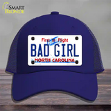 Bad Girl North Carolina Novelty License Plate Hat Mesh / Royal Blue