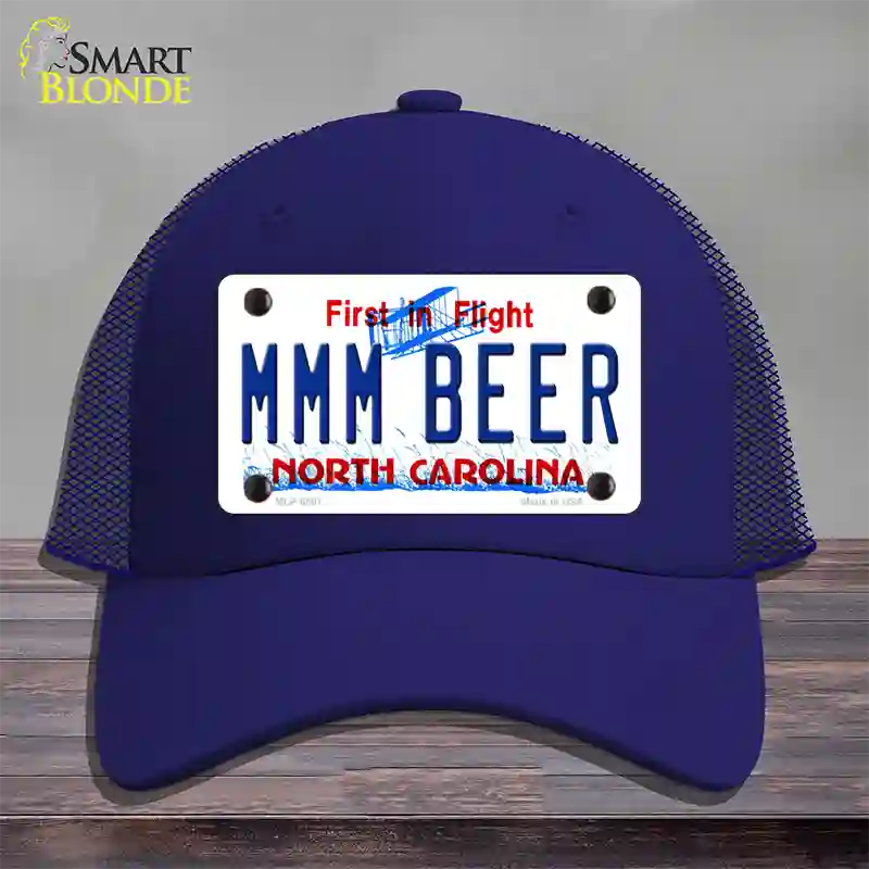 MMM Beer North Carolina Novelty License Plate Hat Mesh / Royal Blue