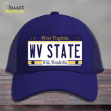 West Virginia State Novelty License Plate Hat Mesh / Royal Blue