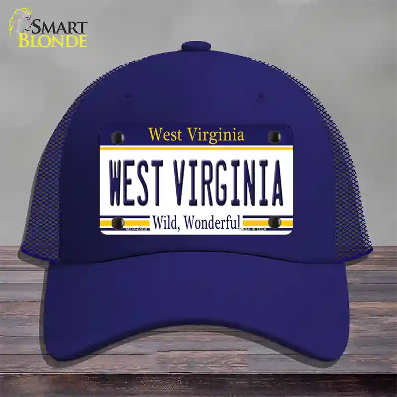 West Virginia Novelty License Plate Hat Mesh / Royal Blue