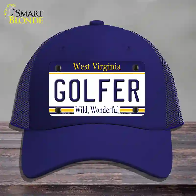 Golfer West Virginia Novelty License Plate Hat Mesh / Royal Blue