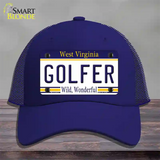 Golfer West Virginia Novelty License Plate Hat Mesh / Royal Blue