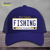 Fishing West Virginia Novelty License Plate Hat Mesh / Royal Blue