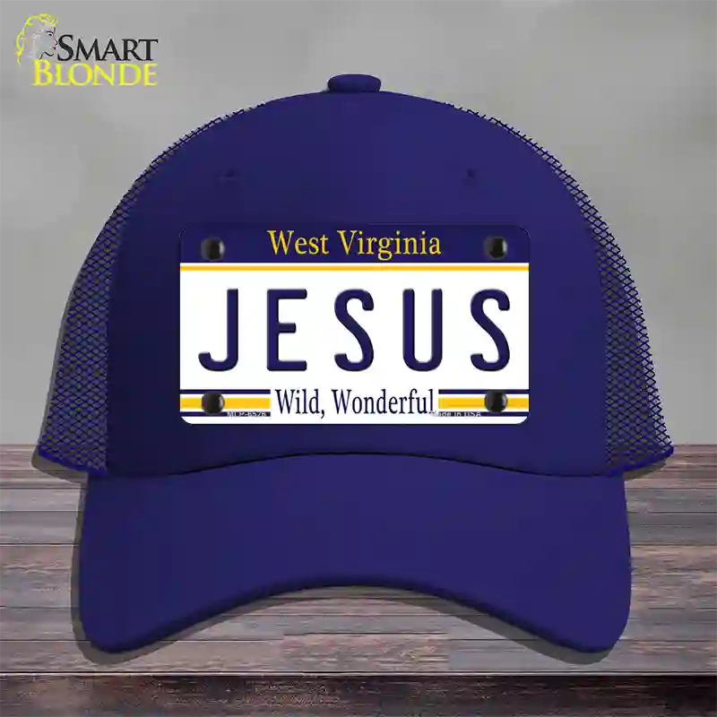 Jesus West Virginia Novelty License Plate Hat Mesh / Royal Blue