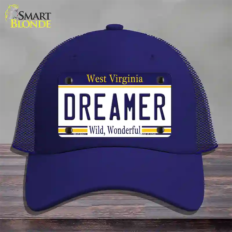 Dreamer West Virginia Novelty License Plate Hat Mesh / Royal Blue