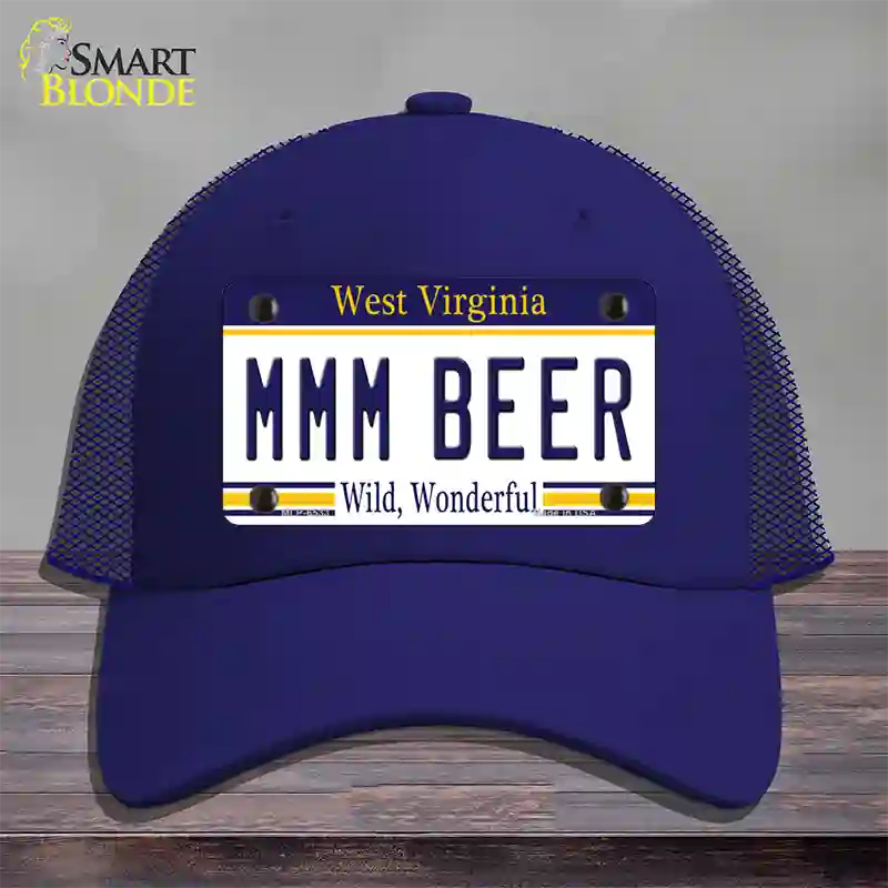 MMM Beer West Virginia Novelty License Plate Hat Tag Mesh / Royal Blue