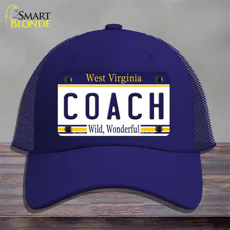 Coach West Virginia Novelty License Plate Hat Mesh / Royal Blue