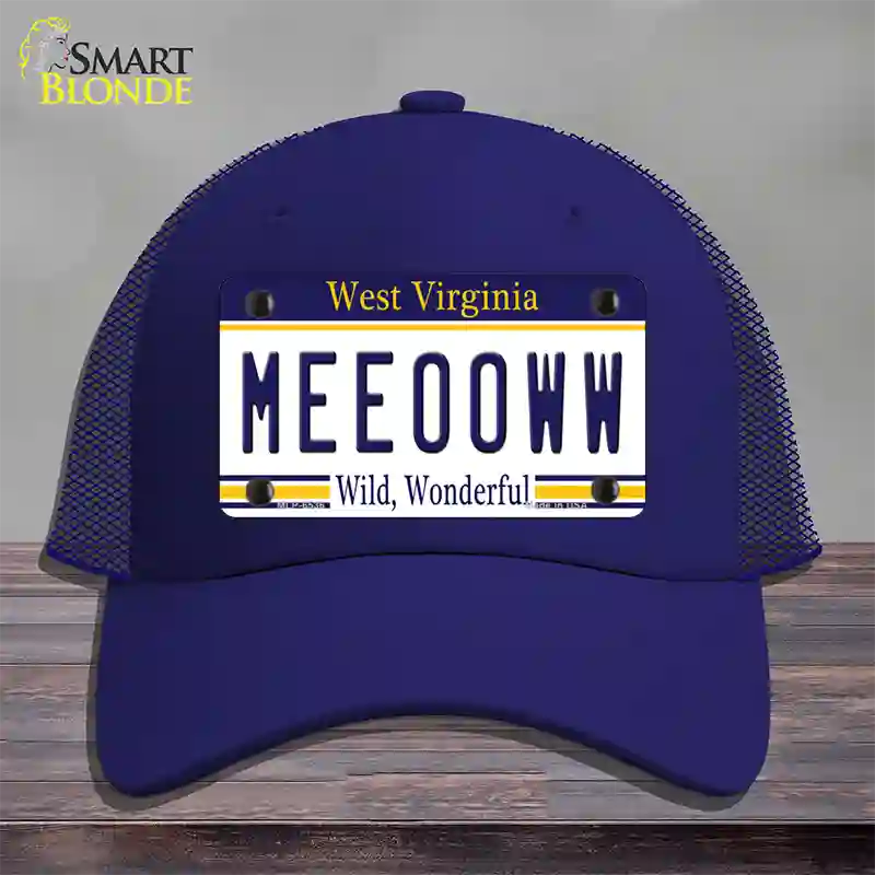 Meeooww West Virginia Novelty License Plate Hat Mesh / Royal Blue