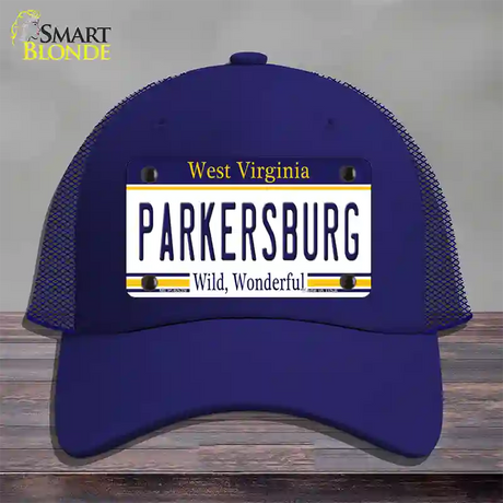 Parkersburg West Virginia Novelty License Plate Hat Mesh / Royal Blue