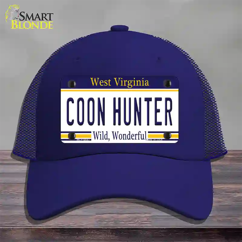 Coon Hunter West Virginia Novelty License Plate Hat Mesh / Royal Blue