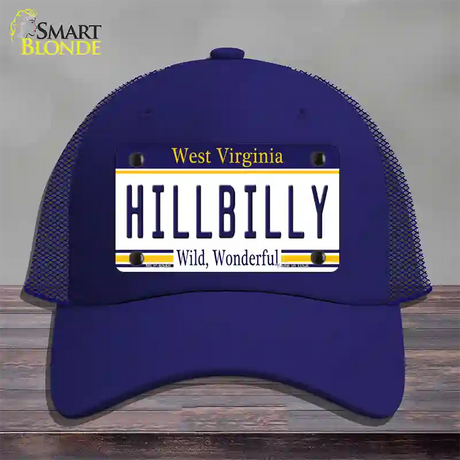 Hillbilly West Virginia Novelty License Plate Hat Mesh / Royal Blue