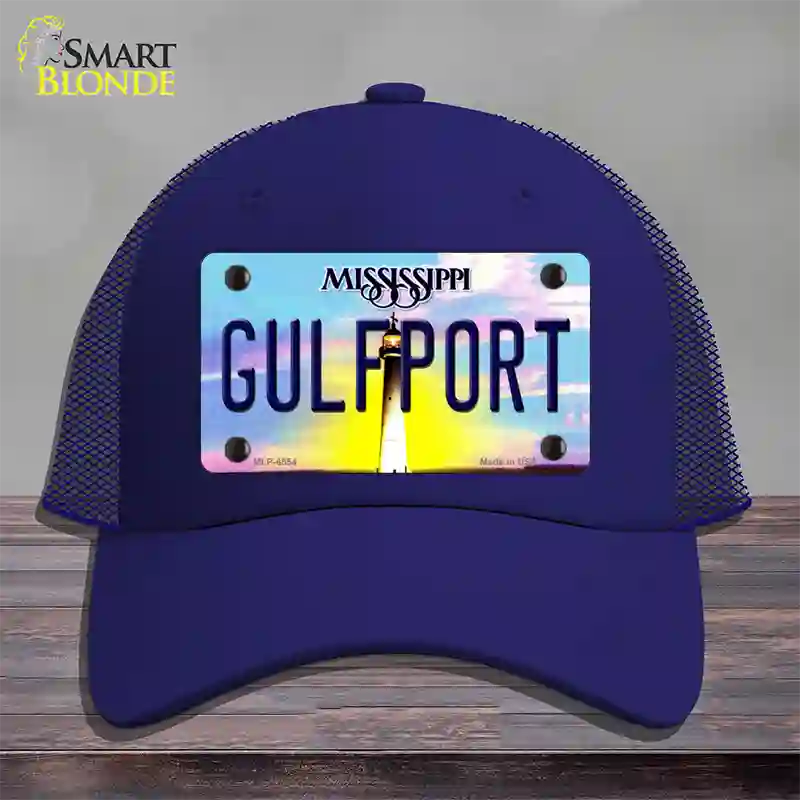 Gulfport Mississippi Novelty License Plate Hat Mesh / Royal Blue