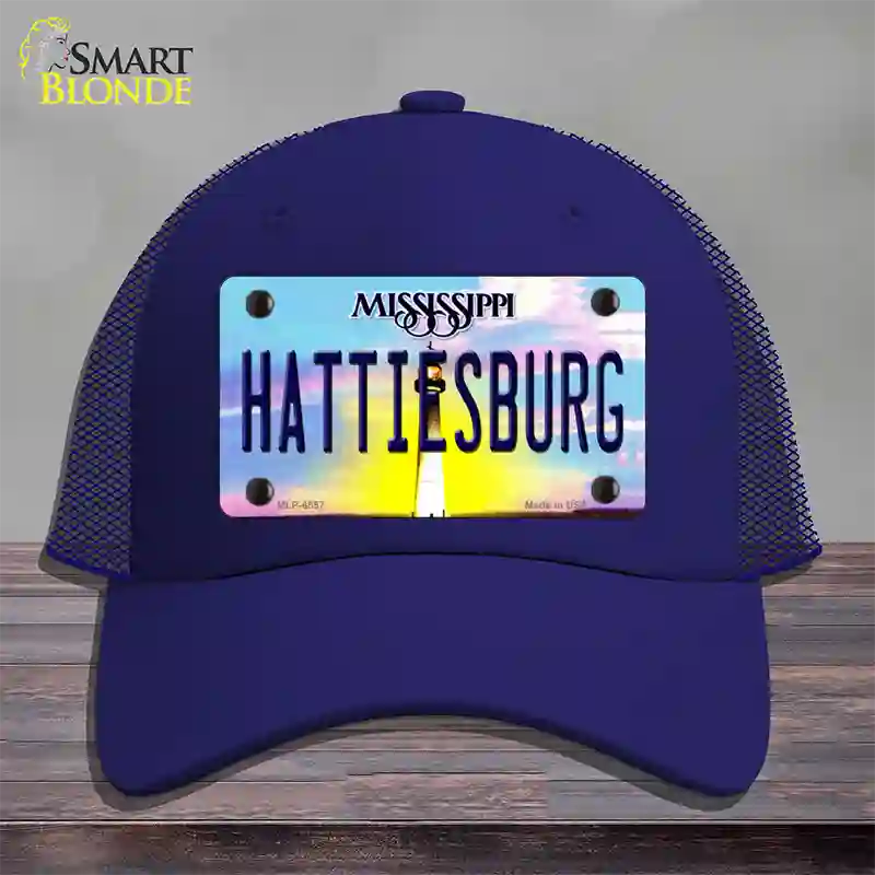 Hattiesburg Mississippi Novelty License Plate Hat Mesh / Royal Blue