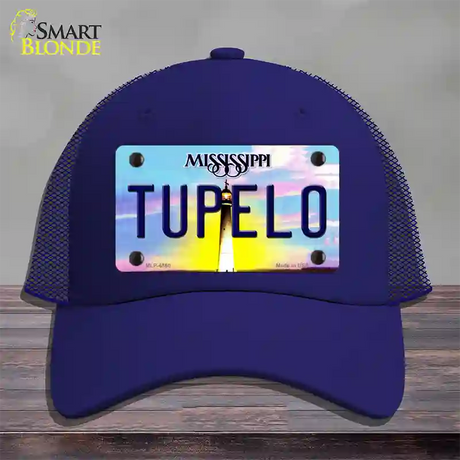 Tupelo Mississippi Novelty License Plate Hat Mesh / Royal Blue