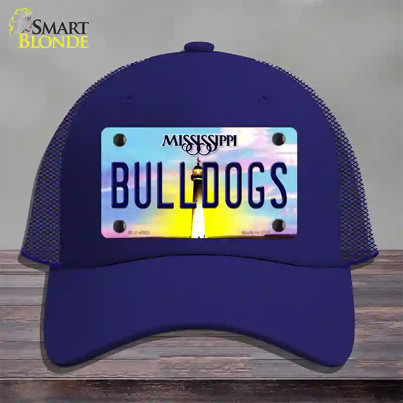 Bulldogs Mississippi Novelty License Plate Hat Mesh / Royal Blue