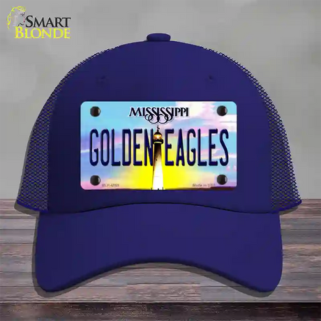 Golden Eagles Mississippi Novelty License Plate Hat Mesh / Royal Blue