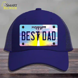 Best Dad Mississippi Novelty License Plate Hat Mesh / Royal Blue