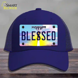 Blessed Mississippi Novelty License Plate Hat Mesh / Royal Blue