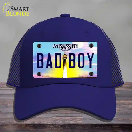 Bad Boy Mississippi Novelty License Plate Hat Mesh / Royal Blue