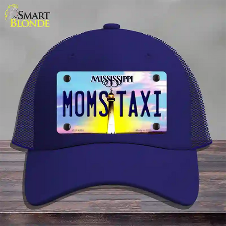 Moms Taxi Mississippi Novelty License Plate Hat Mesh / Royal Blue