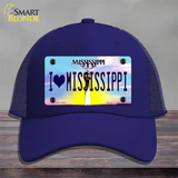 I Love Mississippi Novelty License Plate Hat Mesh / Royal Blue