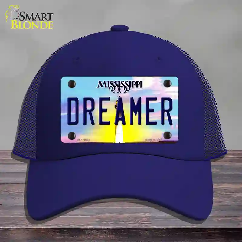 Dreamer Mississippi Novelty License Plate Hat Mesh / Royal Blue