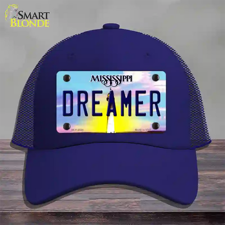 Dreamer Mississippi Novelty License Plate Hat Mesh / Royal Blue