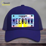 Meeooww Mississippi Novelty License Plate Hat Mesh / Royal Blue