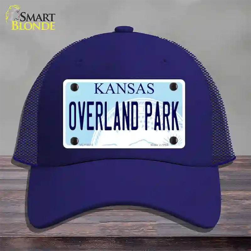 Overland Park Kansas Novelty License Plate Hat Mesh / Royal Blue