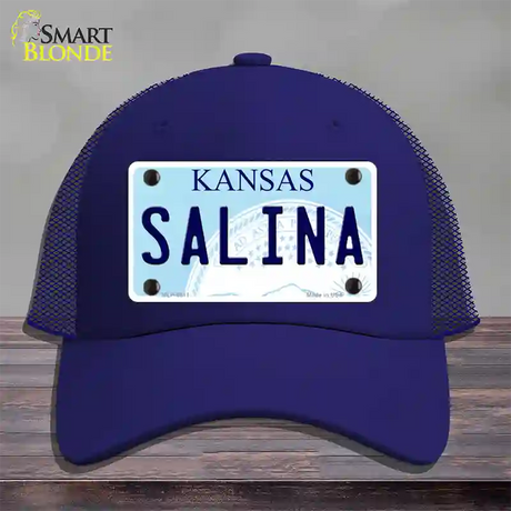 Salina Kansas Novelty License Plate Hat Mesh / Royal Blue