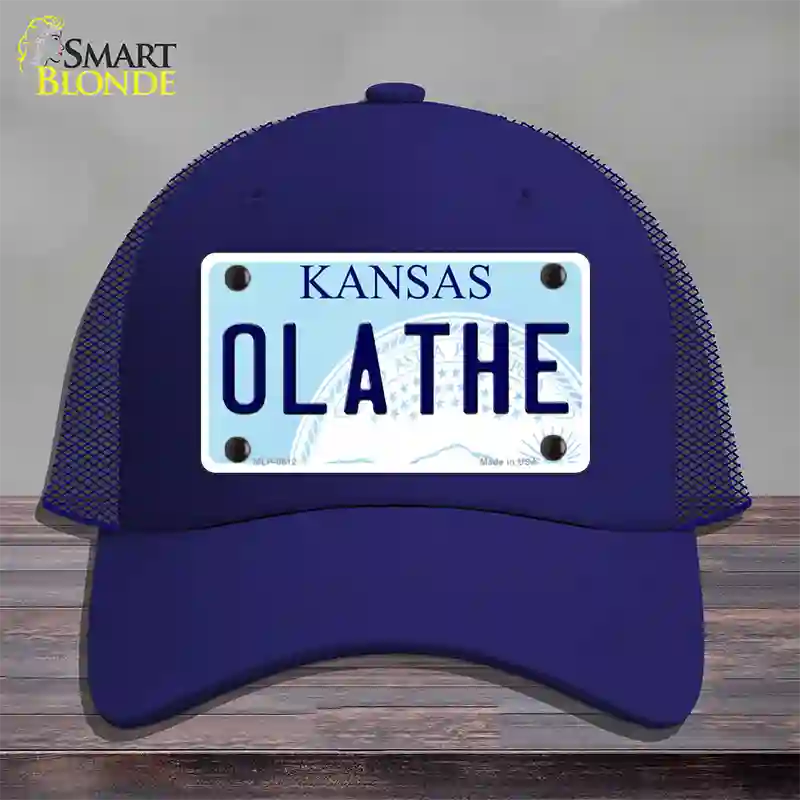 Olathe Kansas Novelty License Plate Hat Mesh / Royal Blue