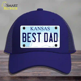 Best Dad Kansas Novelty License Plate Hat Mesh / Royal Blue