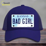 Bad Girl Kansas Novelty License Plate Hat Mesh / Royal Blue