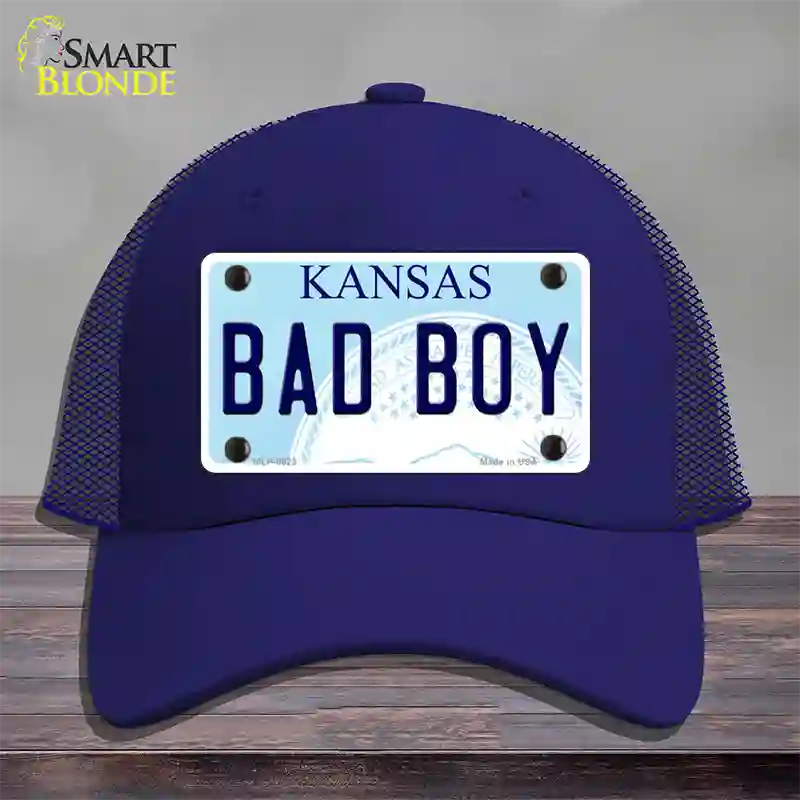 Bad Boy Kansas Novelty License Plate Hat Mesh / Royal Blue