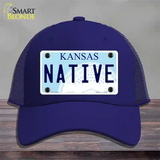 Native Kansas Novelty License Plate Hat Mesh / Royal Blue