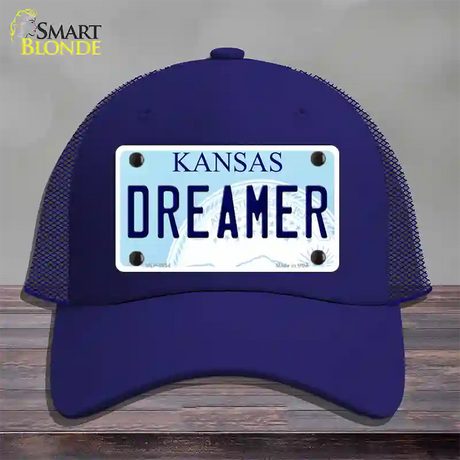 Dreamer Kansas Novelty License Plate Hat Mesh / Royal Blue