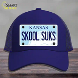 Skool Suks Kansas Novelty License Plate Hat Mesh / Royal Blue