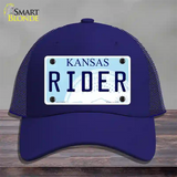 Rider Kansas Novelty License Plate Hat Mesh / Royal Blue