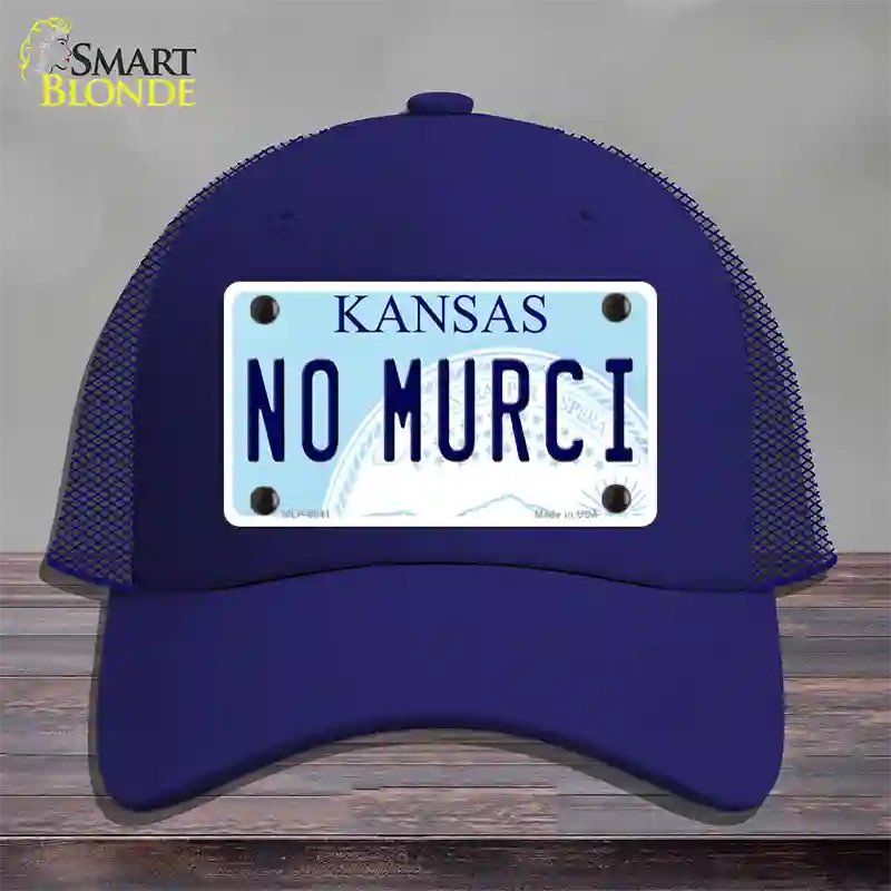 No Murci Kansas Novelty License Plate Hat Mesh / Royal Blue