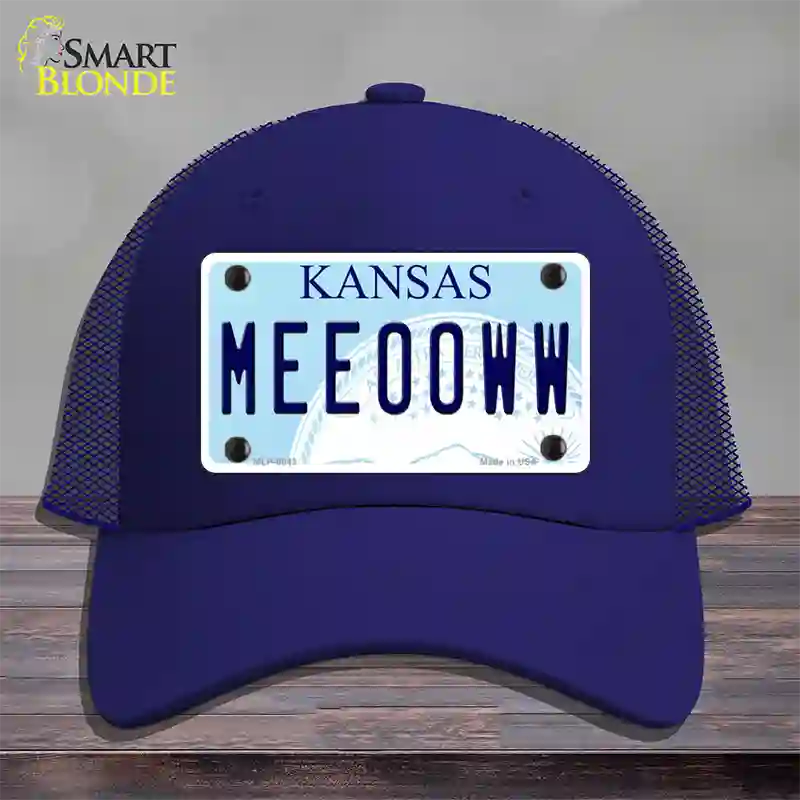 Meeooww Kansas Novelty License Plate Hat Mesh / Royal Blue