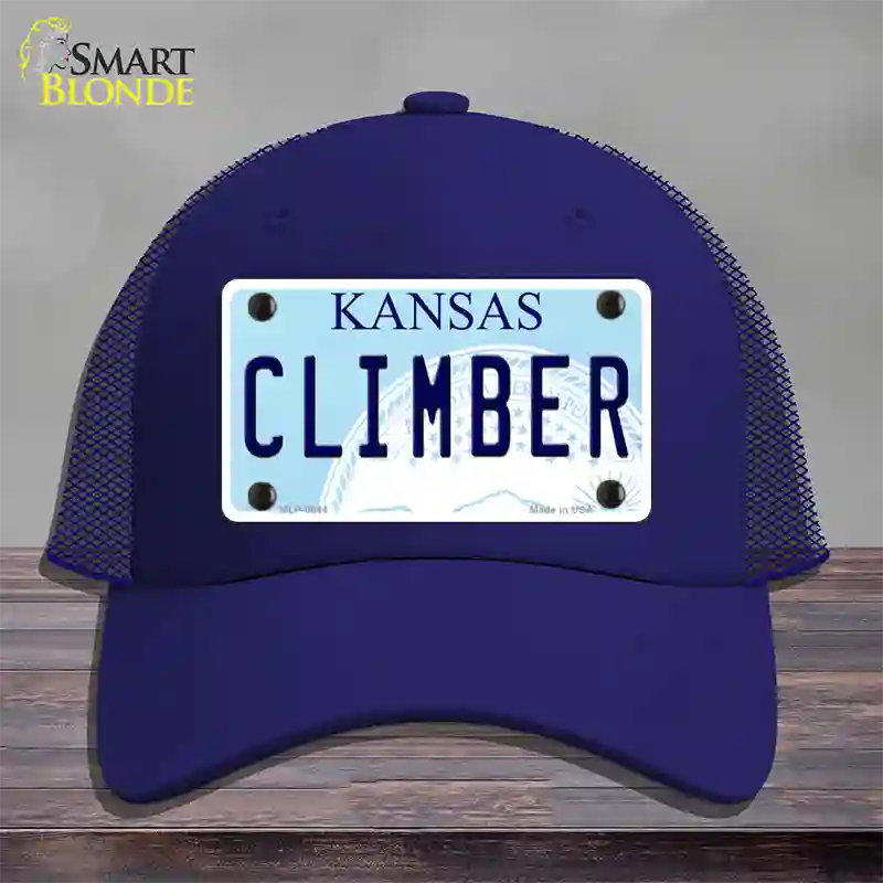 Climber Kansas Novelty License Plate Hat Mesh / Royal Blue