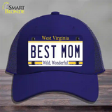 Best Mom West Virginia Novelty License Plate Hat Mesh / Royal Blue