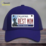 Best Mom Oklahoma Novelty License Plate Hat Mesh / Royal Blue