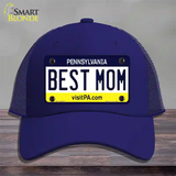 Best Mom Pennsylvania State Novelty License Plate Hat Mesh / Royal Blue