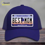 Best Mom South Carolina Novelty License Plate Hat Mesh / Royal Blue