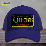 Four Corners Black New Mexico Novelty License Plate Hat Mesh / Royal Blue