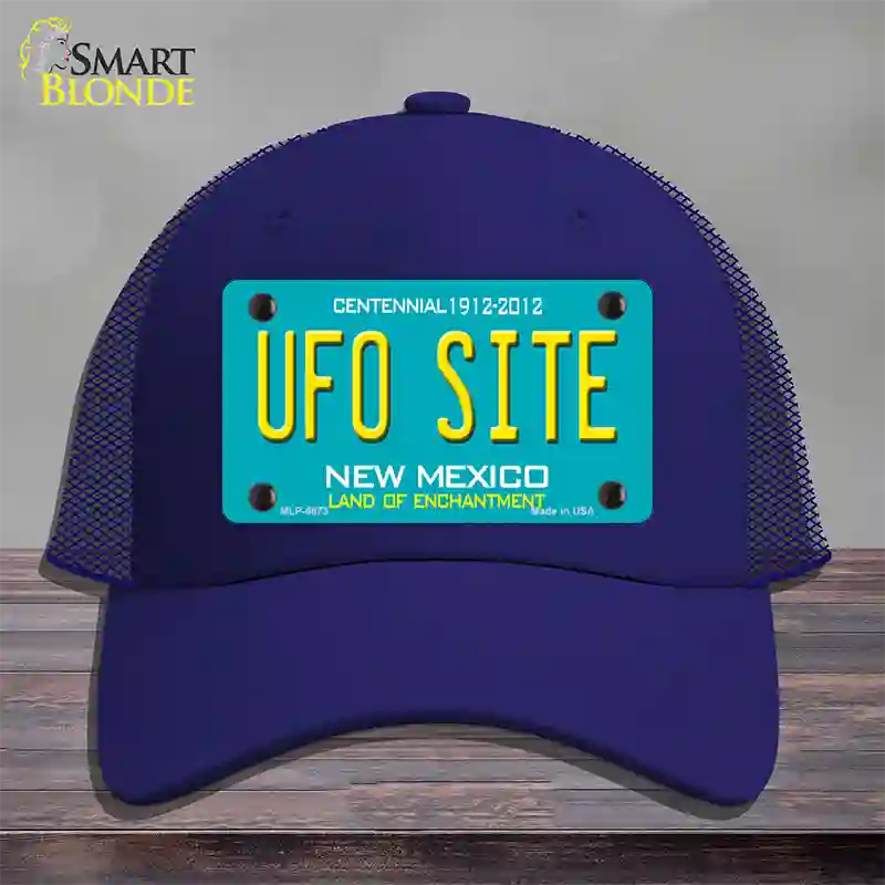 UFO Site New Mexico Novelty License Plate Hat Mesh / Royal Blue