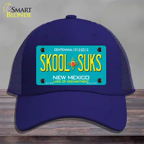 Skool Suks New Mexico Novelty License Plate Hat Mesh / Royal Blue